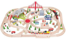 Bigjigs Toys Circuit cu tren marfar (130 piese) (5526)