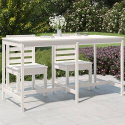 vidaXL Masă de grădină, alb, 203, 5x90x110 cm, lemn masiv de pin (824103)