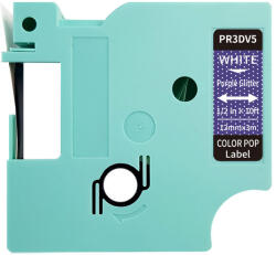 AIMO Etichete cu sclipici AIMO color pop 12mm x 3m, alb violet, AIMO D1600, PR3DV5 (AIPR3DV5)
