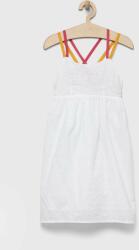 Sisley rochie din bumbac pentru copii culoarea alb, midi, evazati PPYX-SUG08P_00X