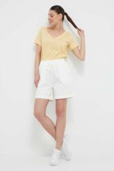 New Balance pantaloni scurti femei, culoarea alb, neted, high waist PPYX-SZD0PS_00X