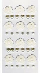 Rössler Matrica, kézzelkészített, fehér rózsa(12) gyöngyház szív(12) gyöngy(12) (9002-1001)