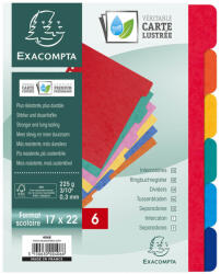 Exacompta elválasztó lap, A5, 220x170, 6db/csomag (406E)
