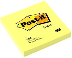 3M Post-it Öntapadó jegyzettömb 76 × 76 mm, 100 lap, kanári sárga, 1 tömb MEGSZŰNT (654)
