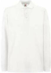 Fruit of the Loom FU24 hosszú ujjú galléros piké póló, PREMIUM LONG SLEEVE POLO, White - L (FU240108)