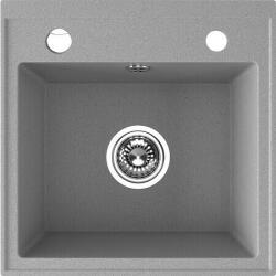 Laveo RINA egymedencés szürke mosogató csaplyukkal, automata dugókiemelős, helytakarékos szifonnal (SRP_510T) - watermarkt