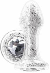 Orion Stardust Glam - Dop anal din sticlă, alb, 9.5 cm