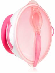  BabyOno Be Active Suction Bowl with Spoon etetőszett gyermekeknek Pink 6 m+ 2 db