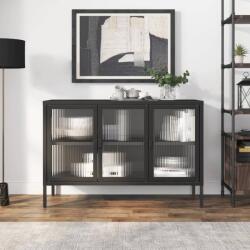 vidaXL Servantă, negru, 105x35x70 cm, sticlă și oțel (353002) Comoda