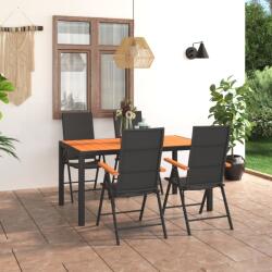vidaXL Set mobilier de grădină, 5 piese, negru și maro (3060078) - vidaxl