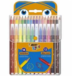 BIC Set mixt coloriaj, creioane colorate Evolution si markere de colorat Kid Couleur, 18 + 12 bucati/set, Bic 9648271