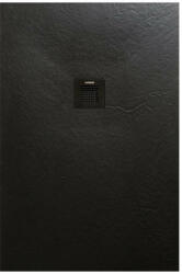 AREZZO design SOLIDSoft zuhanytálca 140x70 cm, lefolyóval, fekete AR-70140B (AR-70140B)