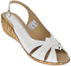 Rovi Design Sandale dama, din piele naturala, alb, cu platforma de 4cm - S52A - ciucaleti