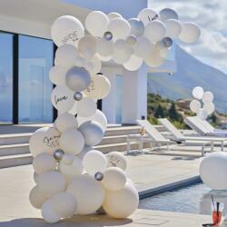 Ginger Ray Ghirlandă de baloane - petrecere de burlăciță, alb și argintiu