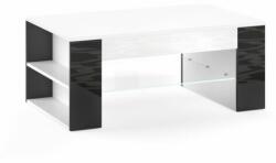 Vicco Stelios dohányzóasztal, 100 cm, magasfényű fehér-fekete - ardorado