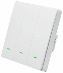 SmartWise B3LW Wi-Fi + RF 3 gombos eWeLink app kompatibilis okos villanykapcsoló, csak fázis bekötéssel, fehér előlappal