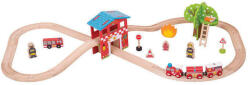 Bigjigs Toys Set cu trenuletul pompierilor (EDUC-BJT037) Trenulet