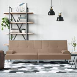vidaXL Canapea extensibilă cu suport pahare, capucino, piele ecologică (351929) Canapea