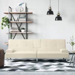 vidaXL Canapea extensibilă cu suporturi pahare, crem, piele ecologică (351927) Canapea