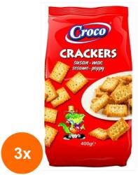 Croco Set 3 x Biscuiti cu Susan si Mac Croco Crackers, 400 g (FXE-3xEXF-TD-EXF15401)