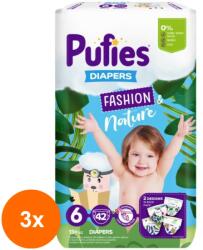 pufies Set 3 x 42 Scutece Pufies Fashion and Nature , Maxi Pack, 6 Extra Large, 13+ kg (ROC-3xFIMPFSC150)
