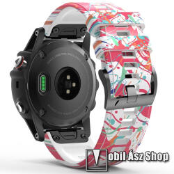  Okosóra szíj - szilikon - FESTÉKFOLT MINTÁS - 125mm+92mm hosszú, 22mm széles QUICKFIT csatlakozó - Garmin Fenix 7 / 5 / 5 Plus / 5 Plus Sapphire / 6 / 6 Pro / 6 Sapphire / Instinct / Forerunner 935 / 