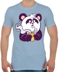 printfashion Kávézó panda - Férfi póló - Világoskék (13636624)
