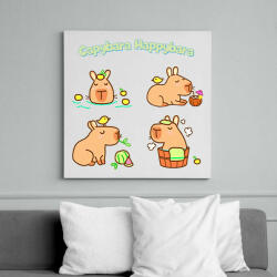 printfashion Capybara Happybara - Vászonkép - Fehér (13601145)