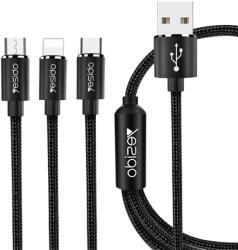 Yesido Cablu de Date 3in1 USB la Lightning, Type-C, Micro USB 60W, 3A, 1.2m - Yesido (CA-60) - Black (KF235524) - pcone