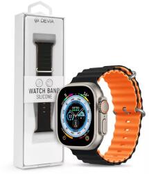 DEVIA Apple Watch szilikon sport szíj - Deluxe Series Sport6 Silicone Two-tone Watch Band - 38/40/41 mm - black/orange (ST381591) (ST381591)