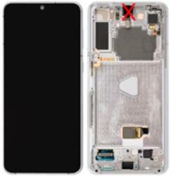 Samsung GH82-27268C Gyári Samsung Galaxy S21 Plus OLED kijelző érintővel Ezüst kerettel előlap (GH82-27268C)