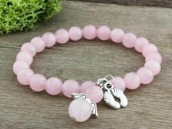 R. M. ékszer Angyal babaváró rózsakvarc ásvány karkötő (8160-RM-16)