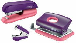 Rapid Tűzőgép, lyukasztó és kapocskiszedő szett, 10 lap, RAPID F5 Mini, lila/barack (E5000372) (5000372)