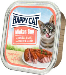 Happy Cat Cat Minkas Duo - Bucățele de pateu de carne de pasăre și somon (48 x 100 g) 4800 g