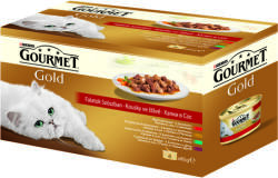 Gourmet Gold gustări în sos hrană umedă pentru pisici - Multipack (24 pachete | 24 x 4 x 85 g | 96 buc conserve) 8.16 kg