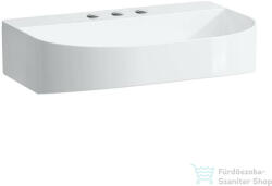 Laufen Sonar 60x42 cm-es csiszolt aljú, túlfolyó nélküli mosdó 3 csaplyukkal, LCC bevonattal, fehér H8163424001581 (H8163424001581)