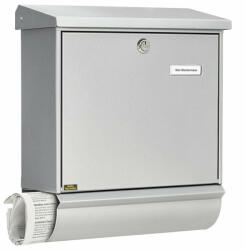 Burg Wächter ComfortSet 91300 SI nagyméretű kerítésen kívüli postaláda újságtartóval (BW32660)