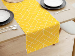 Goldea pamut asztali futó - mozaik mintás, sárga alapon 35x180 cm