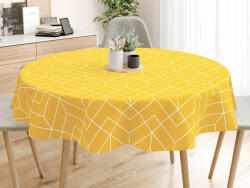 Goldea pamut asztalterítő - mozaik mintás, sárga alapon - kör alakú Ø 130 cm
