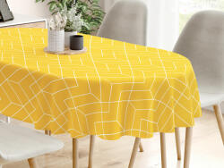 Goldea pamut asztalterítő - mozaik mintás, sárga alapon - ovális 140 x 240 cm