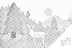  PontPöttyöző - Táj szarvassal Méret: 40x60cm, Keretezés: Keret nélkül (csak a vászon), Szín: Kék