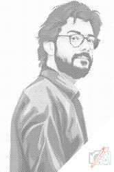  PontPöttyöző - A nagy pénzrablás, professzor Álvaro Morte Méret: 40x60cm, Keretezés: Keret nélkül (csak a vászon), Szín: Kék