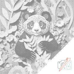 PontPöttyöző - Boldog panda Méret: 50x50cm, Keretezés: Keret nélkül (csak a vászon), Szín: Fekete