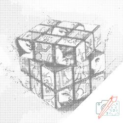 PontPöttyöző - Rubik-kocka Méret: 50x50cm, Keretezés: Keret nélkül (csak a vászon), Szín: Zöld