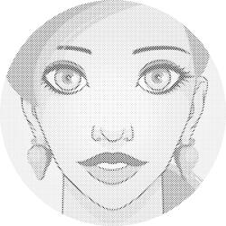  PontPöttyöző - Nő epres fülbevalóval Méret: 50x50cm, Keretezés: Kerek keret, Szín: Kék