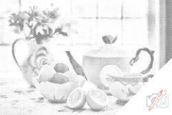  PontPöttyöző - Öt órai tea Méret: 40x60cm, Keretezés: Keret nélkül (csak a vászon), Szín: Fekete