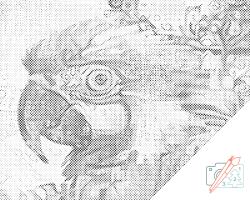  PontPöttyöző - Papagájfej Méret: 30x40cm, Keretezés: Keret nélkül (csak a vászon), Szín: Zöld