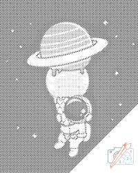  PontPöttyöző - Űrhajós bolygókúppal Méret: 30x40cm, Keretezés: Keret nélkül (csak a vászon), Szín: Zöld