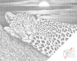 PontPöttyöző - Leopárd naplementénél Méret: 30x40cm, Keretezés: Keret nélkül (csak a vászon), Szín: Piros