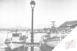 PontPöttyöző - Hajók a kikötőben Méret: 40x60cm, Keretezés: Keret nélkül (csak a vászon), Szín: Fekete
